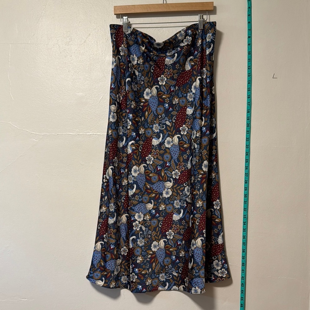 LOFT Floral and Peacock Skirt
